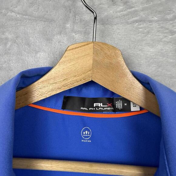 RLX Ralph Lauren Golf Polo Shirt Blue Wicking Tech Size M 1886 Fox Crest Sports - Picture 4 of 9